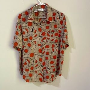Groovy KATHY CHE Button-Up Orange Shirt